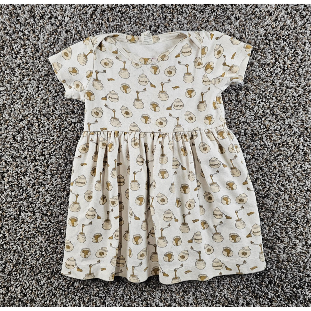 Kate Quinn Toddler Girls Sz 2T Short Sleeve Dress Honey Pot Beige Knee Length